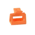 Detail of a square 5cm orange matte shark hair claw clip with a strong metal spring - Orange Red