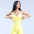 Ensemble de yoga femme avec brassière dos nu et legging taille haute jaune - Jaune