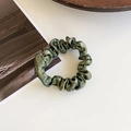Elegant dark green scrunchie with metallic silk finish for a retro french hairstyle - Small / Green
