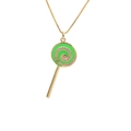 Collana dorata con ciondolo a lecca-lecca, smalto verde e cristalli luminosi - Lecca-Lecca Verde