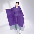 Adult reusable purple EVA poncho with hood and side buttons for outdoor activities - One Size / Purple Poncho (Adult)