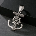 Edelstahl-Anhänger mit Kreuz, Anker und Steuerrad im maritimen Punk-Stil für Herren - Jesus Helm Anker (KP39842-D)