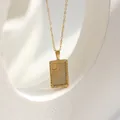 Minimalist 18K gold plated stainless steel square sunburst pendant necklace - Sun