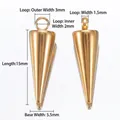 Pendentif conique 3D en acier inoxydable doré 18k avec mesures de taille détaillées - Petit Anneau 6x15mm / Or
