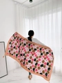 Ethnic style floral print summer beach shawl in pink and brown with elegant borders - Deep Magenta-Pink Brown Black Floral / 180cm / Dark Magenta