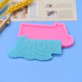 Pink and blue MOM silicone baking molds with rose textures for Mother's Day cake decoration - Pink and Blue 2-Piece Set (MOM Flower Version)