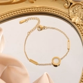 Bracciale a doppia catena dorata con pendente a disco con numeri romani e barrette - Bracciale Doppia Faccia 7810 / Oro