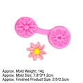 Pink daisy leaf silicone mold with a small finished flower for fondant and clay DIY - Daisy Style (B589) / Pink
