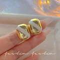 Minimalist gold and white enamel geometric rectangular stud earrings for women - A1581 Gold/White Rectangular Studs