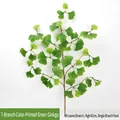 Artificial green ginkgo branch with 49 lifelike leaves and 65cm height for decor - 7-Pronged Green Ginkgo Branch (1pc)