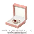 Pink velvet heart jewelry box with sparkling rhinestone brooch and golden polka dots - Pink Gold Edge