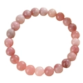 Bracelet de distance en rhodochrosite naturelle 8mm avec perles roses texturées - Rose