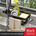 Organizzatore nero per rubinetto con barra porta asciugamani e ganci, 26x13,3x17cm - Stile Barra Destra Nera (Con Vassoio Di Drenaggio)