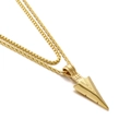 Men's hip hop double layer arrow necklace in golden finish with textured pendant - Gold (KN202667-Z)