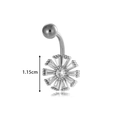 Silver sunflower belly ring with sparkling crystals and 1.15cm floral charm pendant - Large Flower Style (2601-8# Silver)