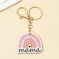 Portachiavi MAMA con arcobaleno rosa e gancio dorato come regalo per la festa della mamma - Stile A