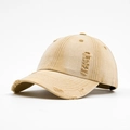 Casquette de baseball en denim kaki vintage avec détails déchirés et style urbain - Beige