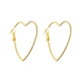 Textured gold heart hoop earrings for women with minimalist metallic finish on white background - Gold