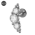 Curved G23 titanium labret stud featuring three clear round crystals in a stylish cluster - G23 Titanium 1.2*6mm