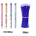 Panda themed erasable gel pen set with 4 macaron pens and 10 blue ink refills - Unicorn Style Pens And Refills / Black Ink