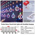 LED Christmas ring curtain lights with santa figurines and eight flashing modes - Snowflake Wish Ring [Multicolor]