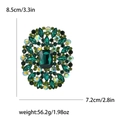 Grüne Smaragd-Strass-Blumenbrosche in Goldoptik mit Größen- und Gewichtsinformationen - Grün