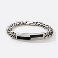 Bracciale da uomo in acciaio inox argento con maglia cubana e inserti in fibra di carbonio - Fibra di carbonio industriale / Argento