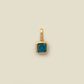 Square sapphire blue zircon pendant with gold-plated stainless steel setting for DIY necklace - September Pendant (Sapphire Blue)