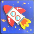 Wooden rocket puzzle toy for early childhood education with red and white cartoon design - New Jm 3d Rocket