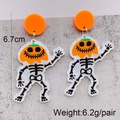 Detaillierte Größenansicht von Halloween Kürbis Skelett Ohrringen aus Acryl - JE1011E (Kürbis Skelett)