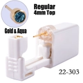 One-time use ear piercing gun with 4mm aqua blue stone and gold finish stud - 4mm Gold & Aqua