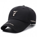Cappellino da baseball nero da uomo con ricamo 'NUMBER SEVEN' bianco in twill di cotone - Regolabile / Nero