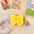 Sac papillon en silicone jaune pour filles avec bandoulière arc-en-ciel colorée - Nœud / Jaune