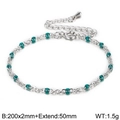 Minimalist silver steel chain necklace with green resin beads and adjustable extender - 200mm*2mm / Dark Green