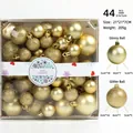 Set di 44 palline di Natale dorate lucide e glitterate confezionate in scatola trasparente - 44 Pezzi / Oro