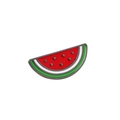 Cartoon watermelon slice enamel pin badge with vibrant red flesh and green rind detail - Watermelon Slice Red Green