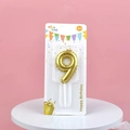 Sparkling galaxy star gradient number 9 birthday candle with a golden finish for party - Number 9 / Gold
