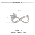 Detailed view of silver infinity charm with butterfly and zircon, 15mm by 12mm size - Silver Infinity Butterfly Charm