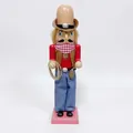 30cm wooden nutcracker soldier figure in blue jeans and cowboy hat ornament - Western Aztec
