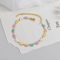 Pulsera de acero inoxidable chapada en oro de 18K con mariposas de esmalte de colores - Pulsera de Mariposa de Esmalte Multicolor