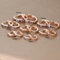 Pendientes de aro en oro rosa con circonitas arcoíris en tamaños de 5mm a 12mm - Oro Rosa con Strass Multicolor