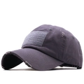 Cappellino da baseball grigio scuro effetto invecchiato con patch bandiera USA e strappi - Regolabile / Grigio (03)