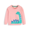 Sweat-shirt rose à manches longues pour garçons avec écusson dinosaure coloré brodé - Dinosaure Rose (3010) / 2T (Taille 80-90cm)