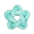 Handcrafted knotted star-shaped throw pillow in soft turquoise plush velvet material - Pale Blue