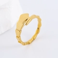 Anillo vintage francés minimalista de acero inoxidable dorado con diseño de bambú - US 6 / Dorado