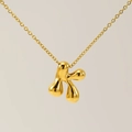 Bubble style letter K pendant necklace in polished gold plated titanium steel for women - Gold - Letter K