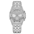 Orologio da uomo di lusso in acciaio argento con strass e quadrante con numeri romani - Argento