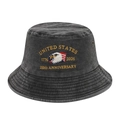Faded black cotton bucket hat featuring US 250th anniversary embroidery and eagle - One Size / Black
