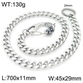 Chaîne de pantalon punk en argent avec fermoir à ressort en forme de tête de dragon détaillée - Style Tête de Dragon (KK084-Z)