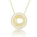 Gold round pendant necklace with letter C and sparkling cubic zirconia stones - Gold Letter-C